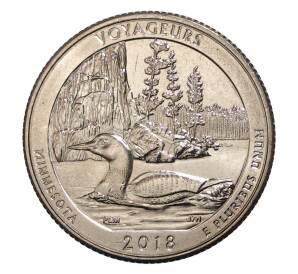 25 центов (1/4 доллара) 2018 года D США «Национальные парки — №43 Национальный парк Вояджерс»