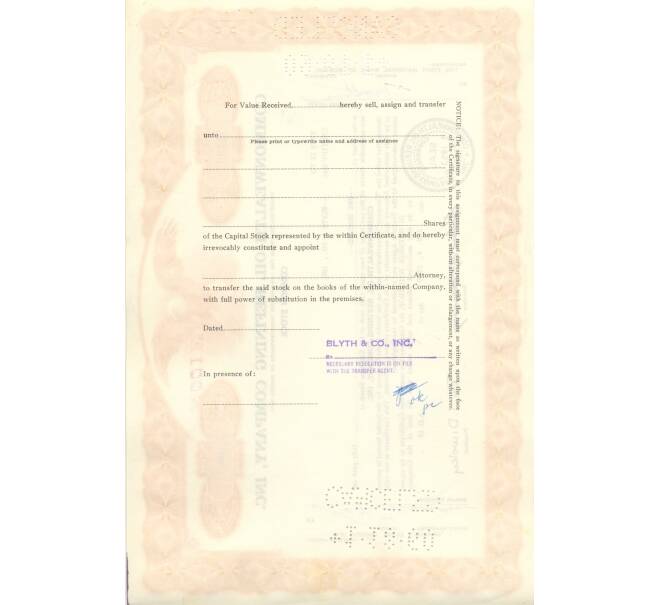 Облигация (сертификат на 100 акций) 1960 года США (Артикул B2-6454)
