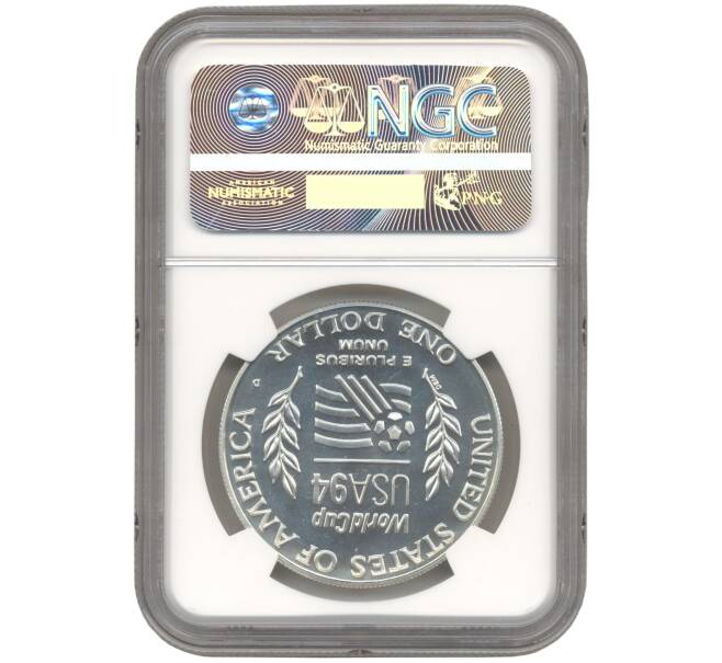 Монета 1 доллар 1994 года D США «Чемпионат мира по футболу 1994» В слабе NGC (MS69) (Артикул M2-53072)
