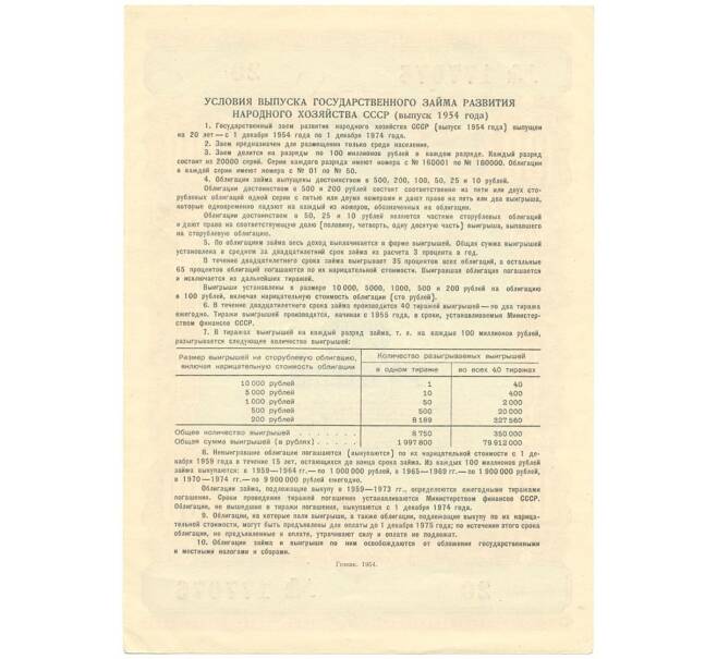Облигация на сумму 100 рублей 1954 года Государственный заем развития народного хозяйства СССР (Артикул K11-5675)