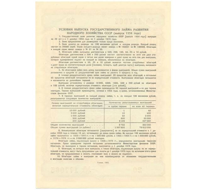 Облигация на сумму 100 рублей 1954 года Государственный заем развития народного хозяйства СССР (Артикул K11-5678)