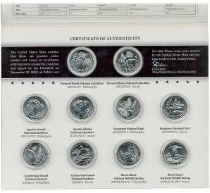 Набор из 10 монет 1/4 доллара (25 центов) 2018 года США «Национальные парки» (монетные дворы Р и D)