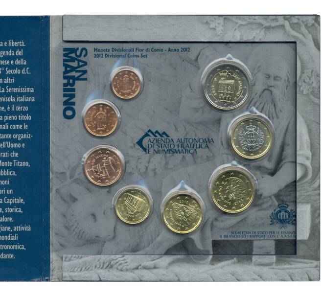Годовой набор монет евро 2012 года Сан-Марино (Артикул M3-1099)