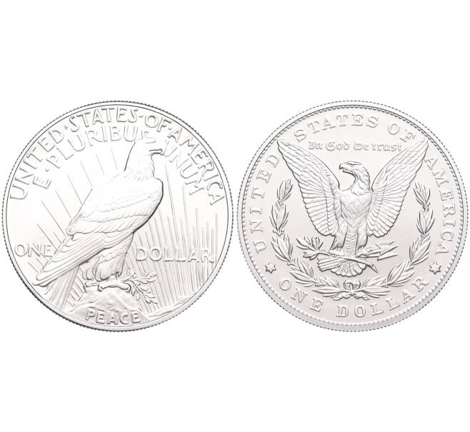 Набор из 2 монет 1 доллар 2023 года P США  «Мирный доллар и доллар Моргана» (Артикул M3-1376)