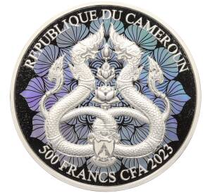500 франков 2023 года Камерун «Мифические существа в индуизме и буддизме — Нага» (Женщина — синяя эмаль)
