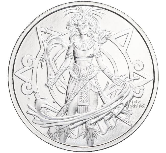 Монета 1 унция 2022 года США «Боги Ацтеков — Чальчиутликуэ (Богиня пресной воды)» (Артикул M2-72069)