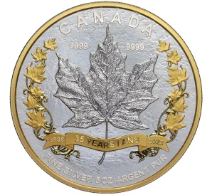50 долларов 2023 года Канада «35 лет серебряным монетам Кленовый лист»