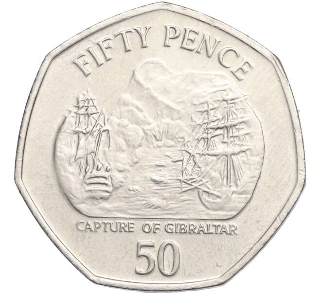 Монета 50 пенсов 2004 года Гибралтар «300 лет захвату Гибралтара» (Артикул T11-04888)