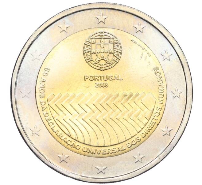 Монета 2 евро 2008 года Португалия «60 лет Всеобщей Декларации Прав Человека» (Артикул T11-05093)