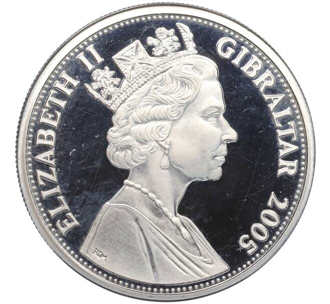 Монета 5 фунтов 2005 года Гибралтар «200 лет Трафальгарскому сражению — Горацио Нельсон» (Артикул K12-02860)