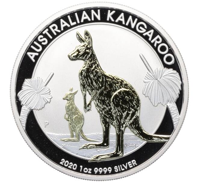 Монета 1 доллар 2020 года Австралия «Кенгуру» (Позолота) (Артикул M2-73557)