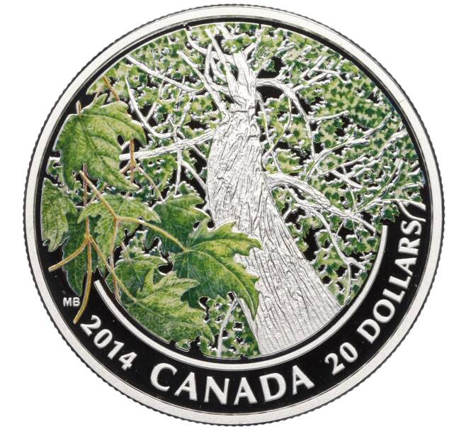 Монета 20 долларов 2014 года Канада «Канадский кленовый зонт — Весна» (Артикул M2-73581)