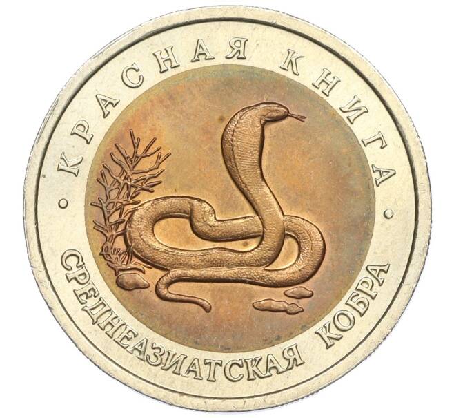 Монета 10 рублей 1992 года ЛМД «Красная книга — Среднеазиатская кобра» (Артикул K12-04696)