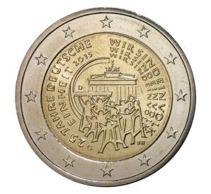2 евро 2015 года G 25 лет  объединения Германии — Фото №1