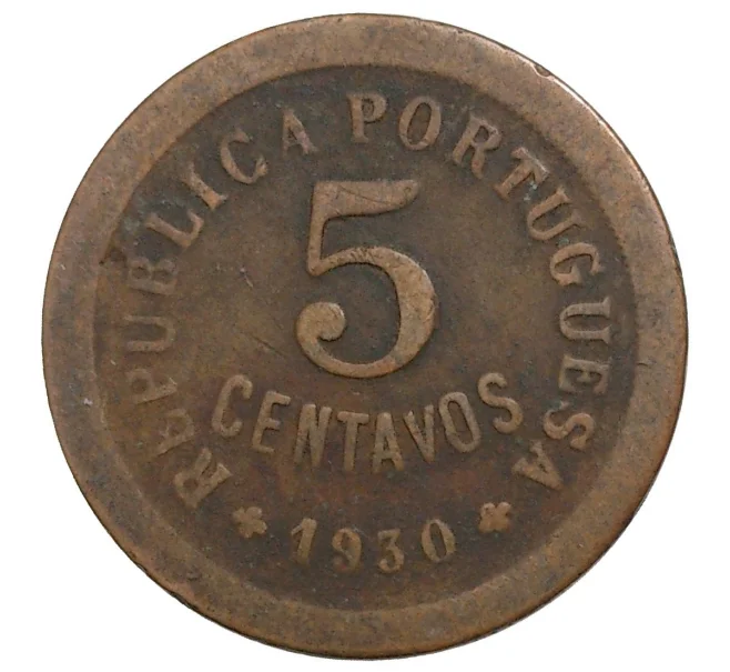 Монета 5 сентаво 1930 года Португальское Кабо-Верде (Артикул M2-39905)
