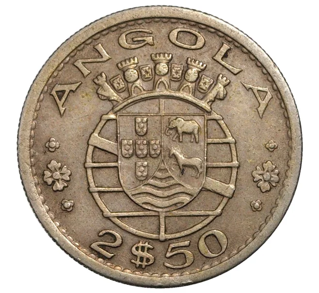 Монета 2.5 эскудо 1968 года Португальская Ангола (Артикул M2-39975)