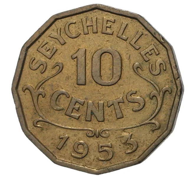 Монета 10 центов 1953 года Британские Сейшелы (Артикул M2-40060)