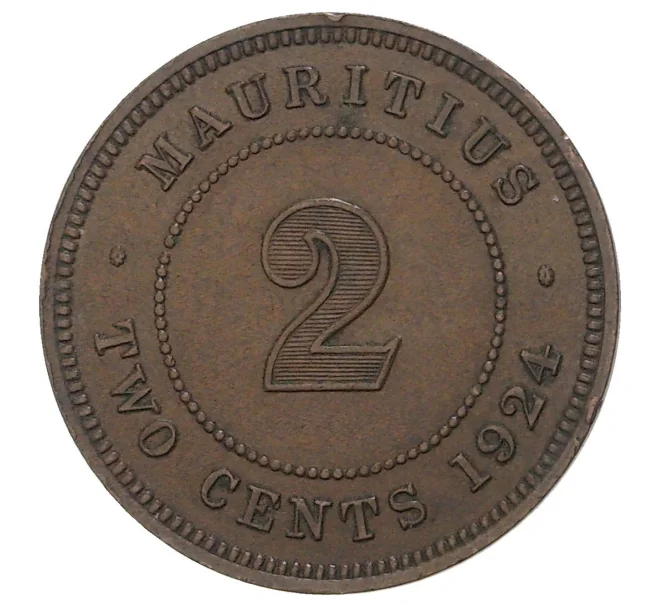Монета 2 цента 1924 года Британский Маврикий (Артикул M2-40236)