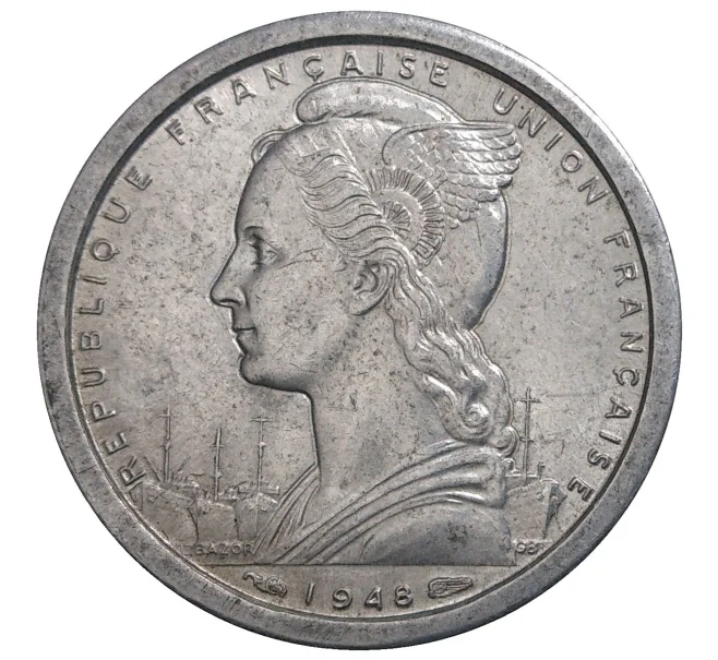 Монета 1 франк 1948 года Французская Экваториальная Африка (Артикул M2-40401)