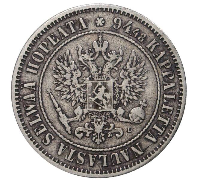 Монета 1 марка 1890 года Русская Финляндия (Артикул M1-34804)