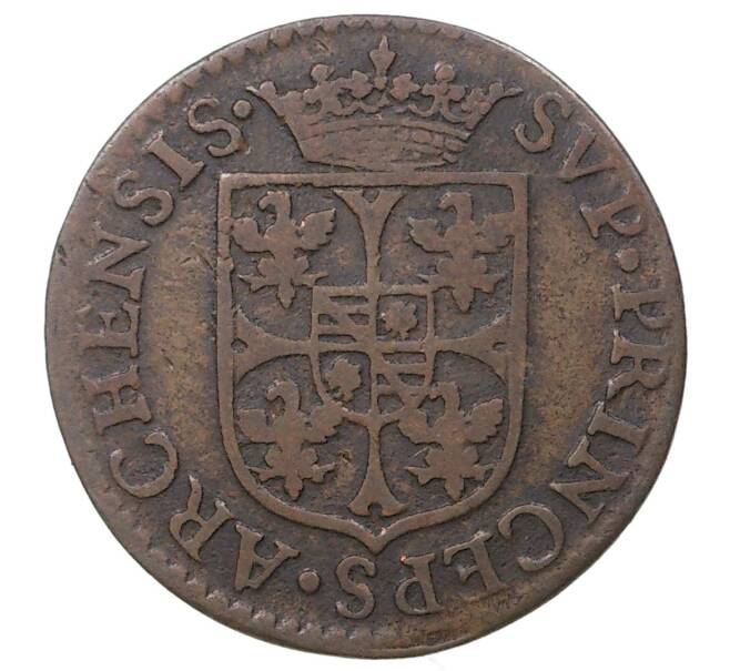 Монета 2 лиарда 1608 года Франция — герцогство Невер и Ретель (Артикул M2-40509)