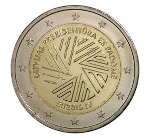 2 евро 2015 года Латвия «Председательство Латвии в Евросоюзе» — Фото №1