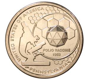 1 доллар 2019 года P США «Американские инновации — Вакцина против полиомиелита»