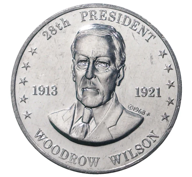 Жетон фирмы SHELL (Шелл) 1968 года США «28-й Президент США Вудро Вилсон» (Артикул H5-30025)