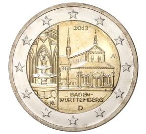 2 евро 2013 года А Германия «Федеральные земли Германии — Баден-Вюртемберг (Монастырь Маульбронн)»