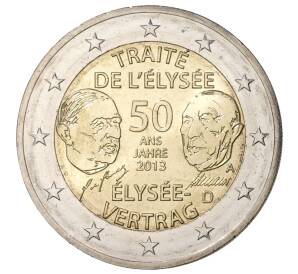 2 евро 2013 года A Германия «50 лет подписания Елисейского договора» — Фото №1