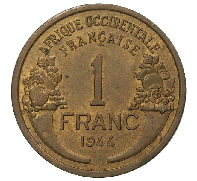 Монета 1 франк 1944 года Французская Западная Африка (Артикул M2-40623)