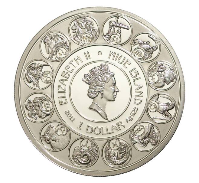 Монета 1 доллар 2010 года Ниуэ «Знак зодиака — Лев» (Артикул M2-40828)