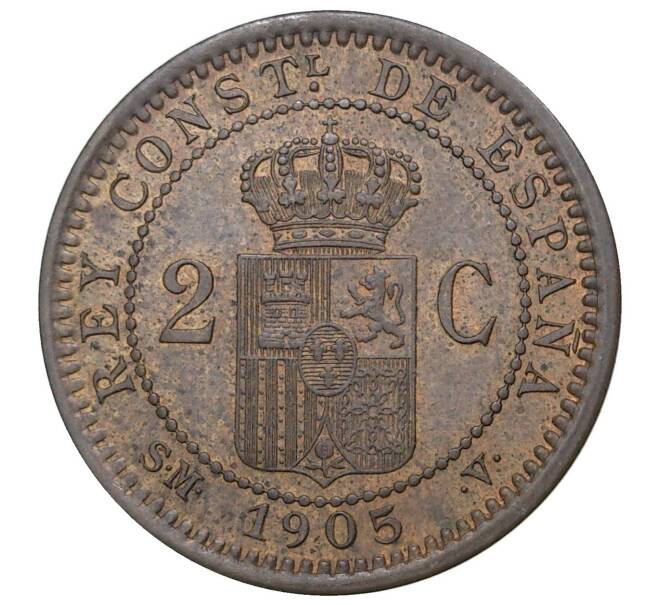 Монета 2 сентимо 1905 года Испания (Артикул M2-40896)