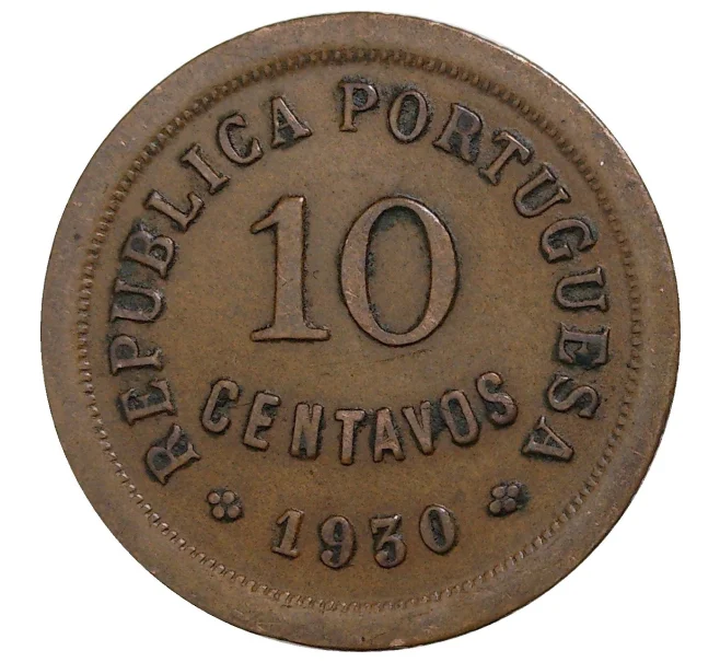 Монета 10 сентаво 1930 года Португальское Кабо-Верде (Артикул M2-41424)