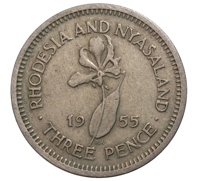 Монета 3 пенса 1955 года Родезия и Ньясаленд (Артикул M2-41528)