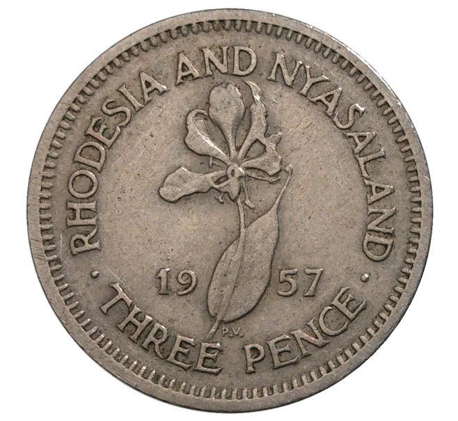 Монета 3 пенса 1957 года Родезия и Ньясаленд (Артикул M2-41529)