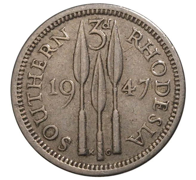 Монета 3 пенса 1947 года Южная Родезия (Артикул M2-41629)