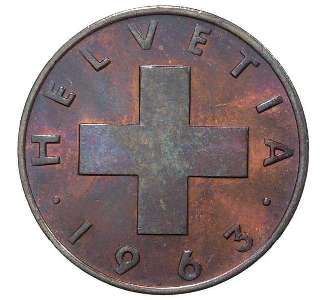 Монета 2 раппена 1963 года Швейцария (Артикул M2-41759)
