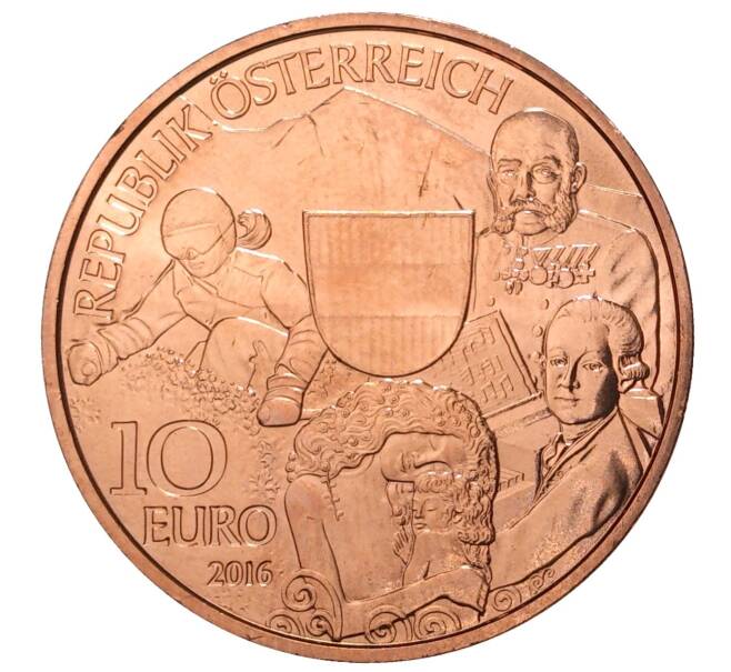 Монета 10 евро 2016 года Австрия «Земли Австрии — Австрийская Республика» (Артикул M2-33086)