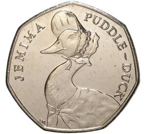 50 пенсов 2016 года 150 лет со дня рождения Беатрис Поттер — Клара Кряквуд — Фото №1