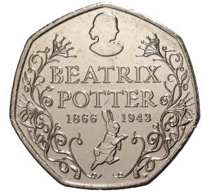 50 пенсов 2016 года Великобритания «150 лет со дня рождения Беатрис Поттер» — Фото №1