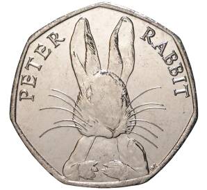 50 пенсов 2016 года Великобритания «150 лет со дня рождения Беатрис Поттер — Кролик Питер» — Фото №1