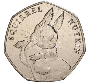 50 пенсов 2016 года Великобритания «150 лет со дня рождения Беатрис Поттер — Бельчонок Тресси» — Фото №1