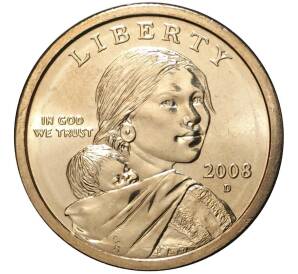 1 доллар 2008 года D США Сакагавея «Парящий орел»