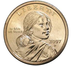1 доллар 2007 года D США Сакагавея «Парящий орел»
