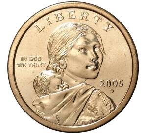 1 доллар 2005 года D США Сакагавея «Парящий орел» — Фото №1