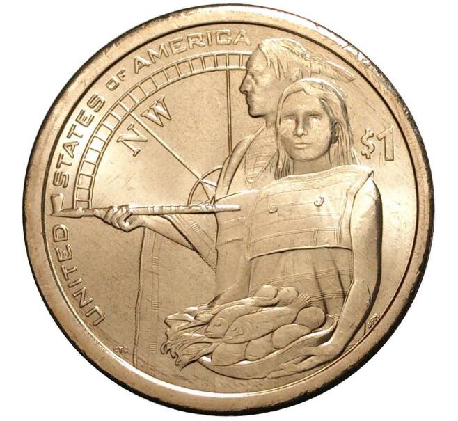Монета 1 доллар 2014 года D США «Коренные американцы (Сакагавея) — Помощь индейцев экспедиции Льюиса и Кларка» (Артикул: M2-0938) — Фото №1