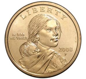 1 доллар 2008 года Р США Сакагавея «Парящий орел» — Фото №1