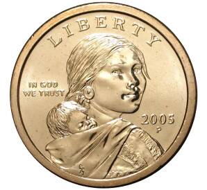1 доллар 2005 года Р США Сакагавея «Парящий орел»