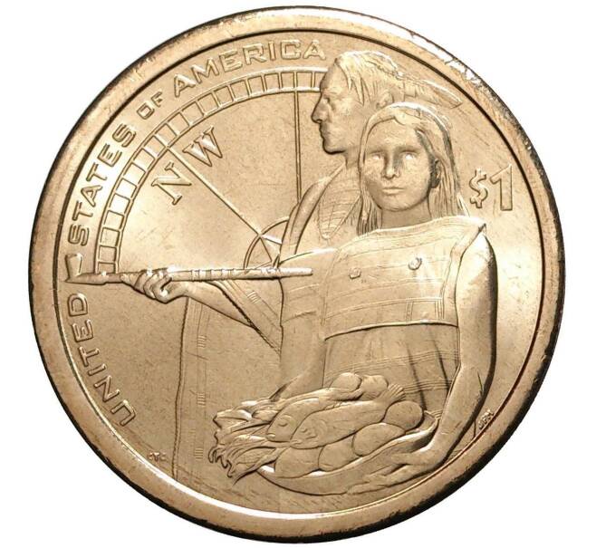 Монета 1 доллар 2014 года Р США «Коренные американцы (Сакагавея) — Помощь индейцев экспедиции Льюиса и Кларка» (Артикул: M2-0931) — Фото №1